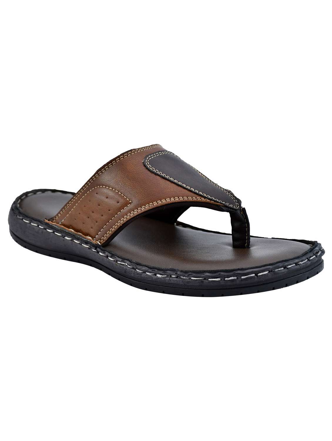 tan leather toe separator slippers