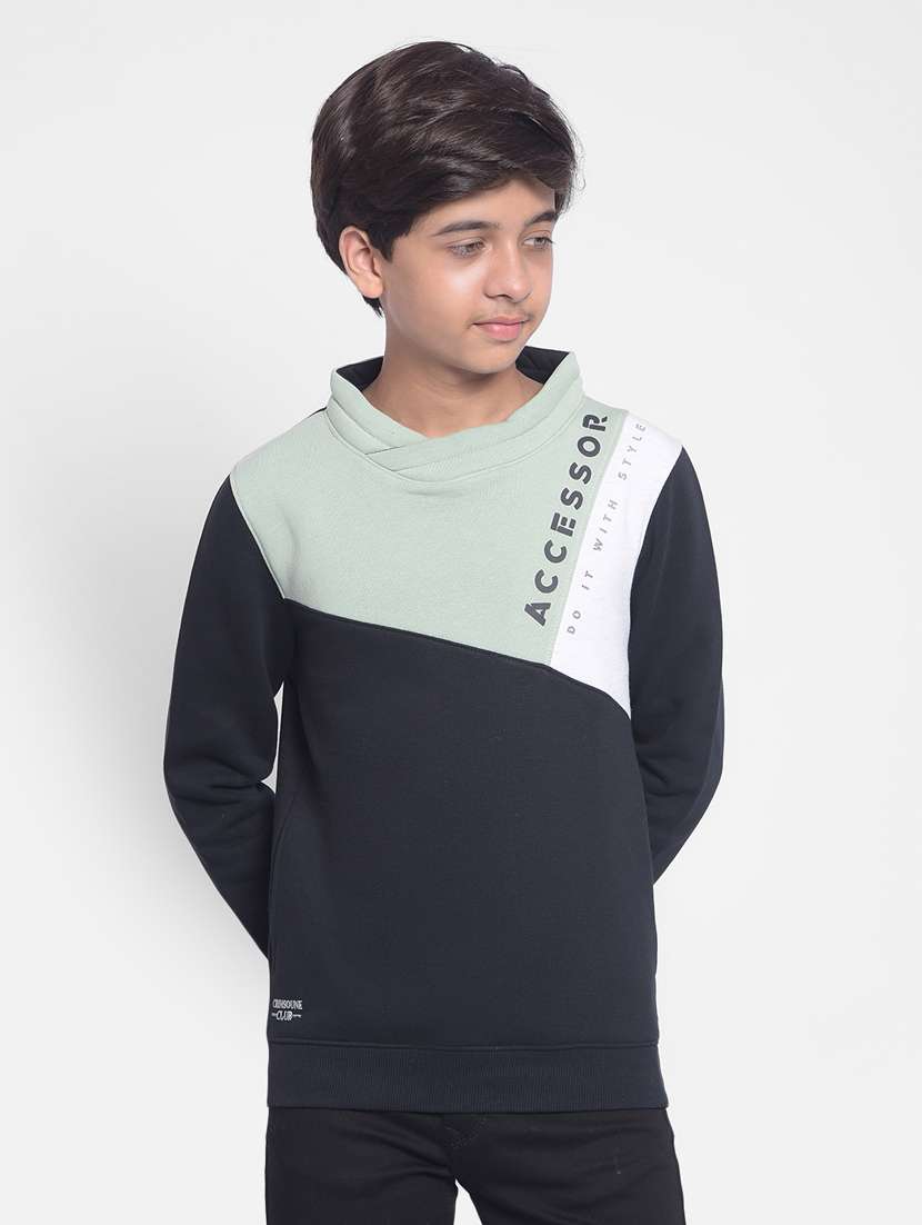 boys color blocked stand collar sweatshirt