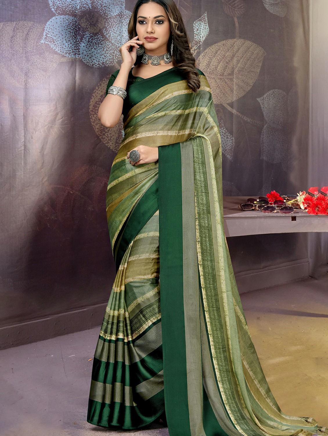 green colored printed saree with blouse - 20334939 - Zoom Image - 0