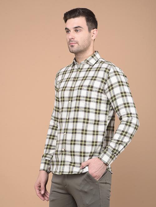 men white checks cotton short kurta - 20335426 - Standard Image - 0