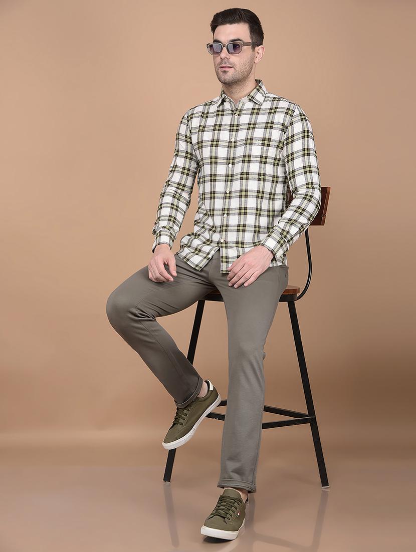 men white checks cotton short kurta - 20335426 - Standard Image - 3