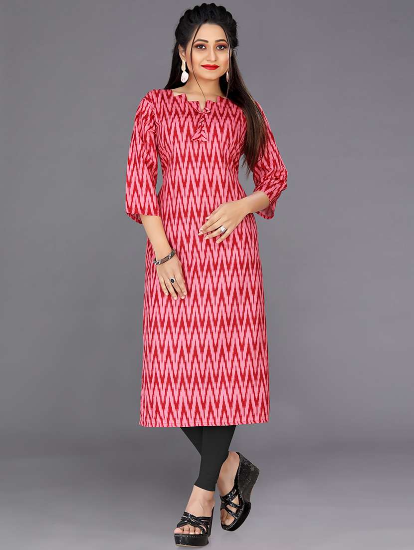 red colored straight kurta