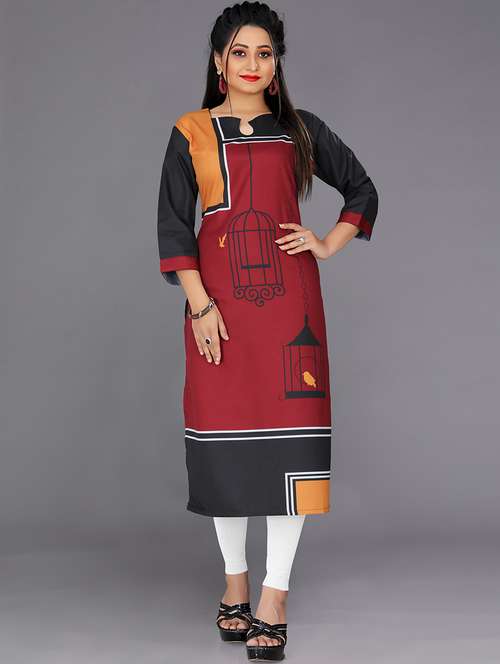multi colored straight kurta - 20335720 -  Standard Image - 0