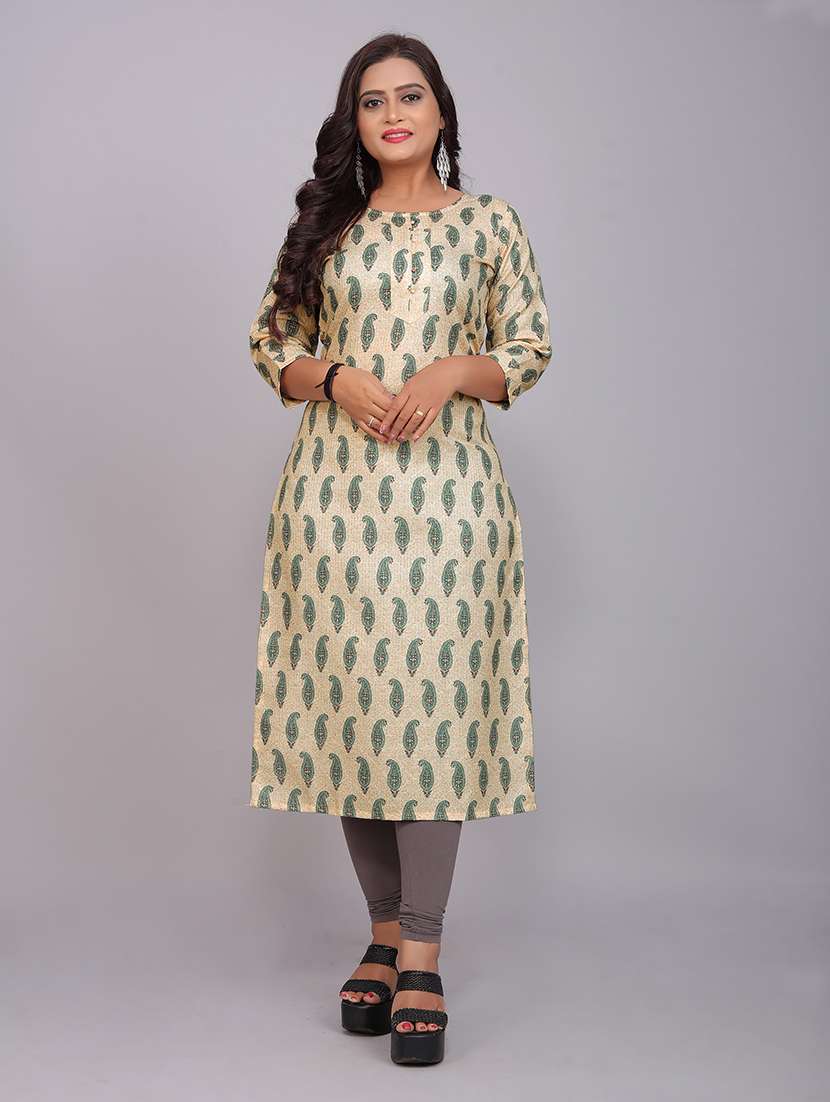 beige colored straight kurta