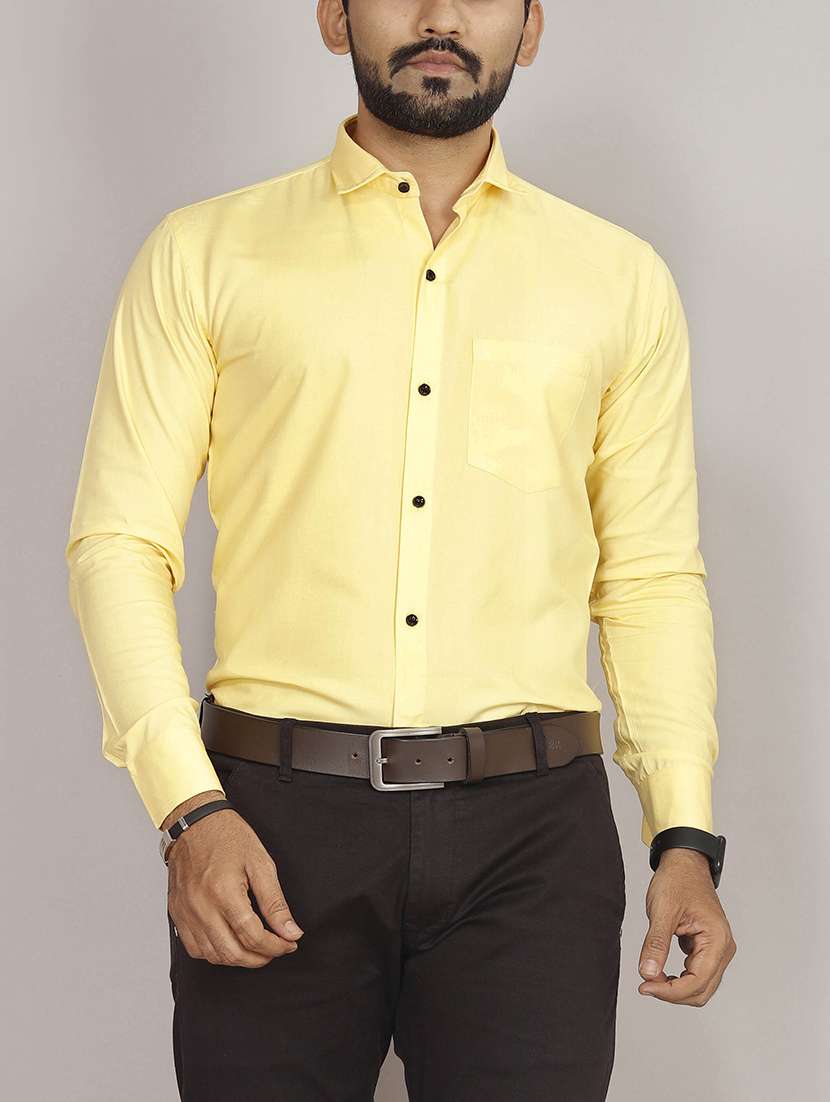 yellow rayon casual shirt - 20335830 -  Standard Image - 3