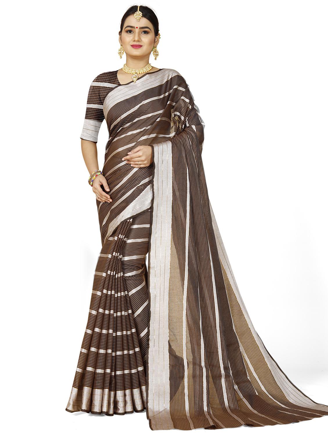 women's bordered royal blue colored saree with blouse - 20335939 -  Zoom Image - 0