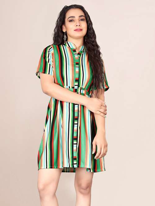 green stripes shirt dress - 20336304 -  Standard Image - 0