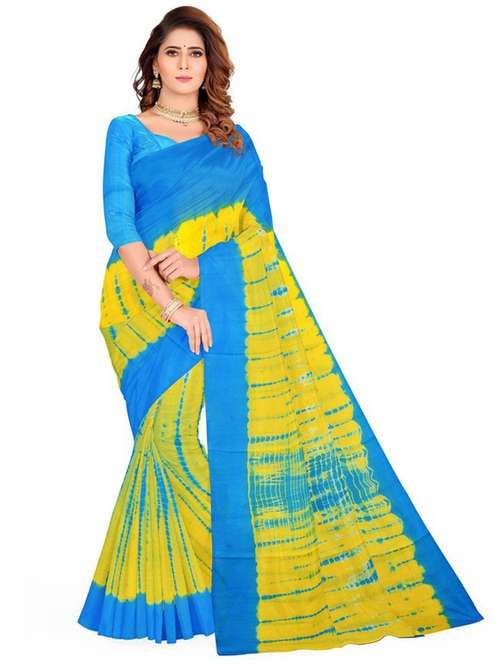 women's shibori yellow colored saree with blouse - 20336693 -  Standard Image - 0