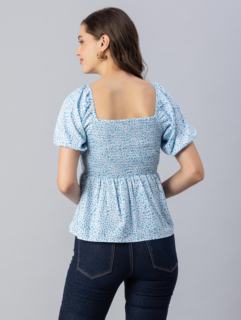 blue floral print peplum top - 20342329 - Standard Image - 3