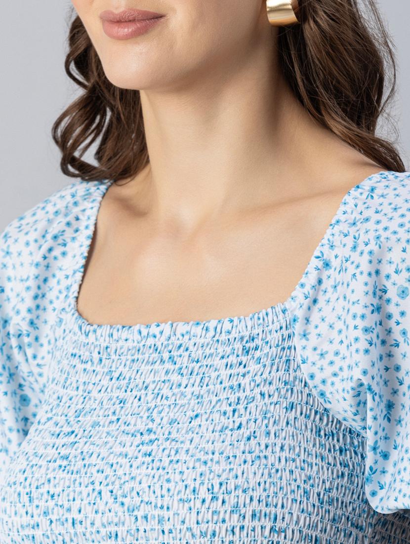 blue floral print peplum top - 20342329 - Standard Image - 5