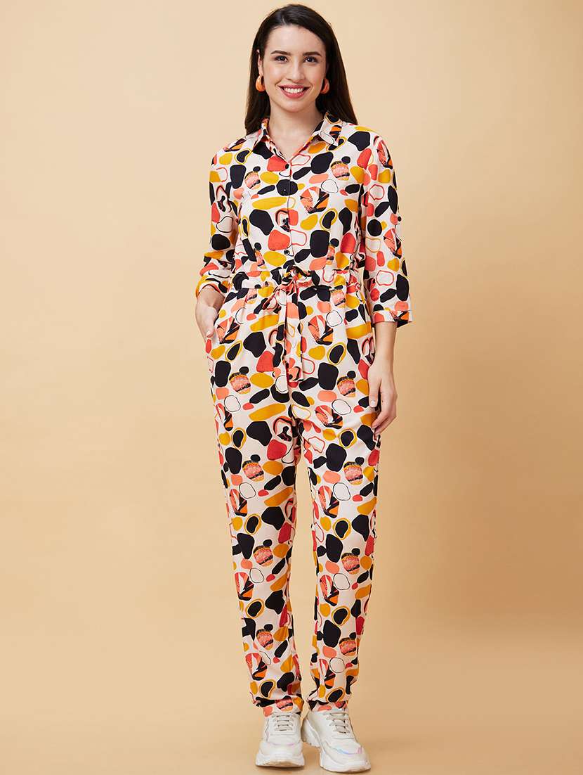 women white viscose full leg jumpsuit - 20343242 -  Zoom Image - 0