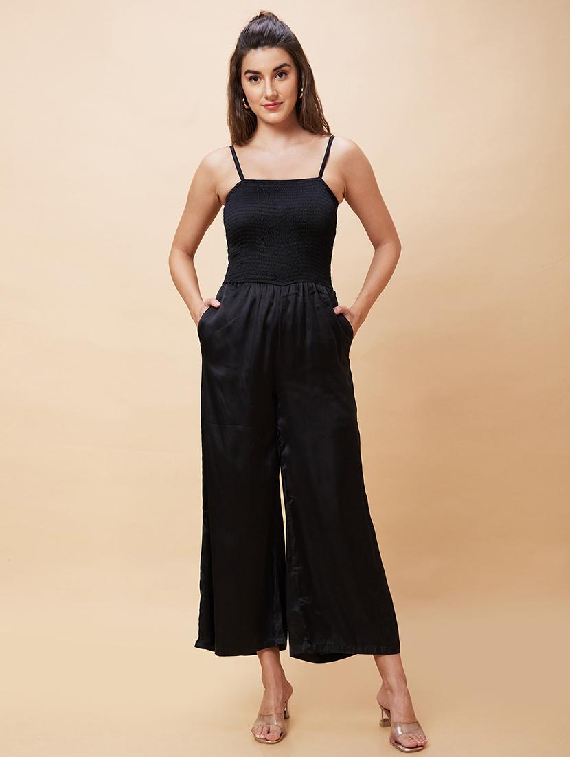 women black polyester full leg jumpsuit - 20343244 - Zoom Image - 0