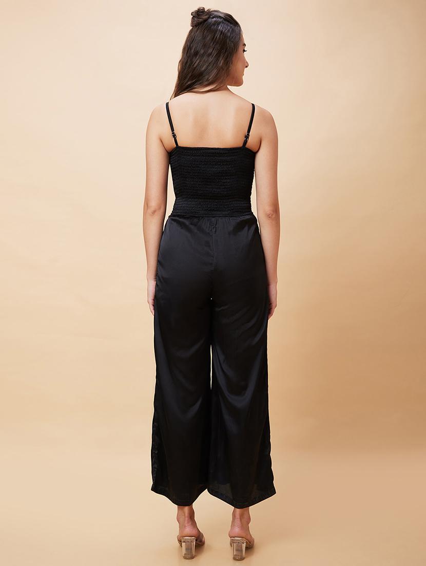 women black polyester full leg jumpsuit - 20343244 - Standard Image - 3