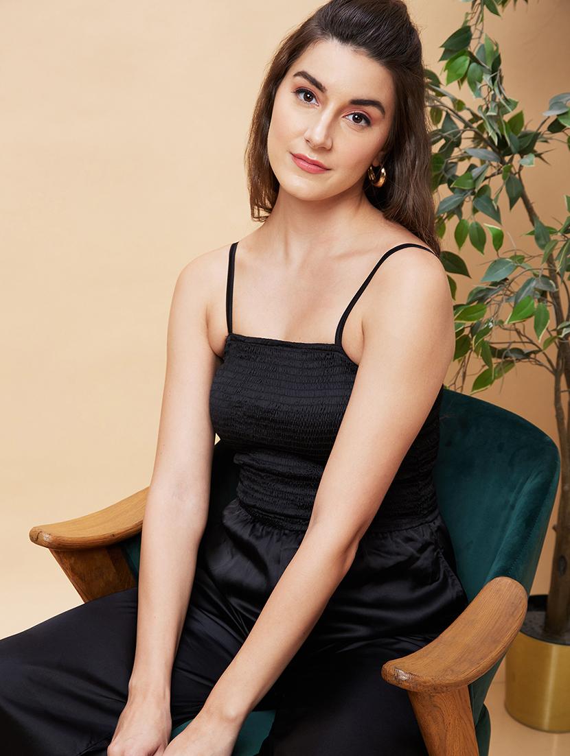 women black polyester full leg jumpsuit - 20343244 - Standard Image - 5