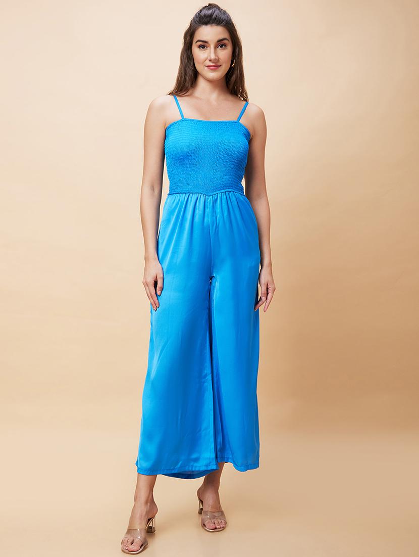 women blue polyester full leg jumpsuit - 20343245 - Zoom Image - 0