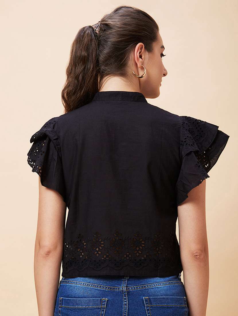 women black cotton shirt style top - 20343257 -  Standard Image - 3