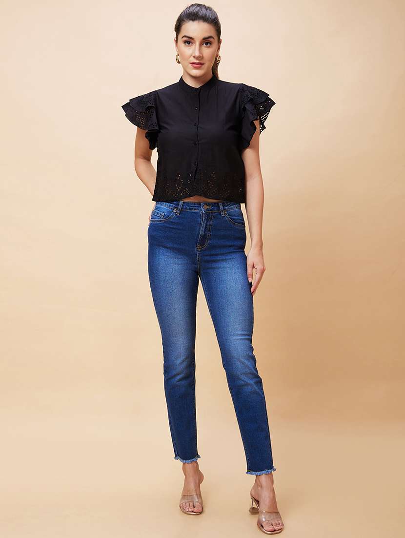 women black cotton shirt style top - 20343257 -  Standard Image - 5
