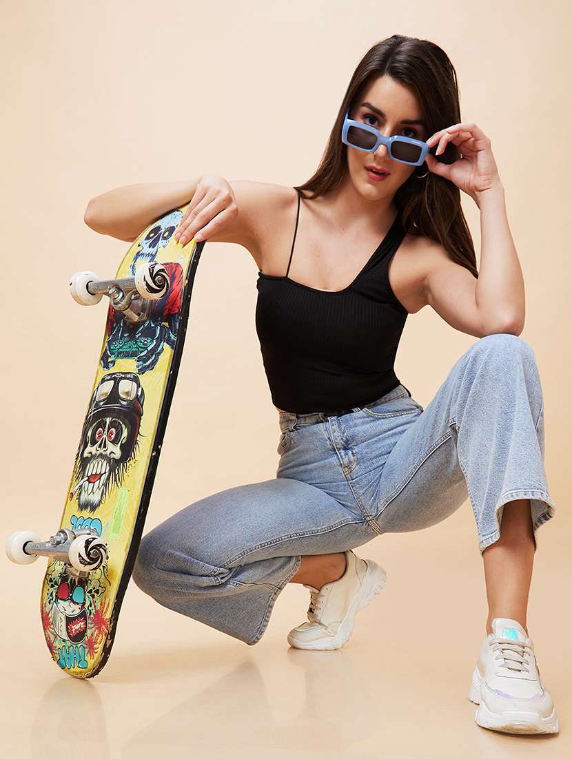 women black cotton crop top - 20343263 - Standard Image - 5