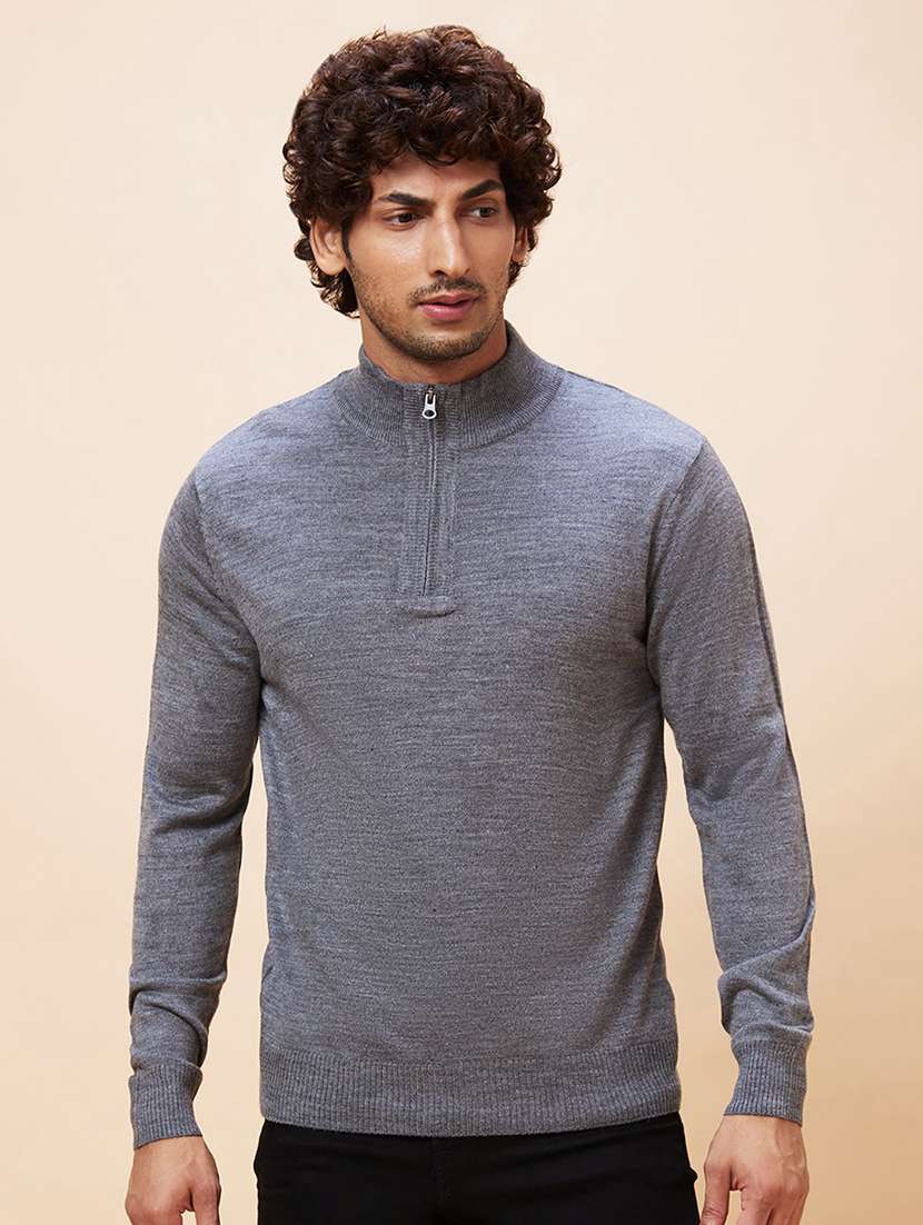 men grey acrylic pullover