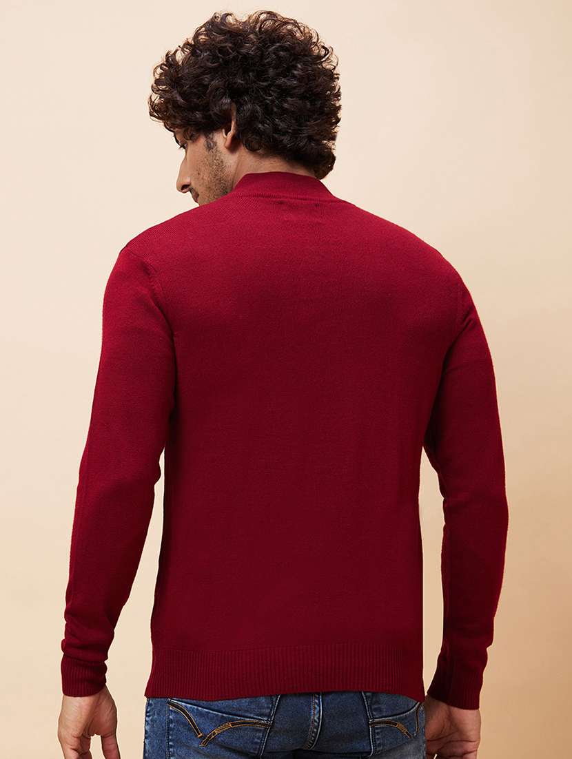 men maroon acrylic pullover - 20344459 -  Standard Image - 3