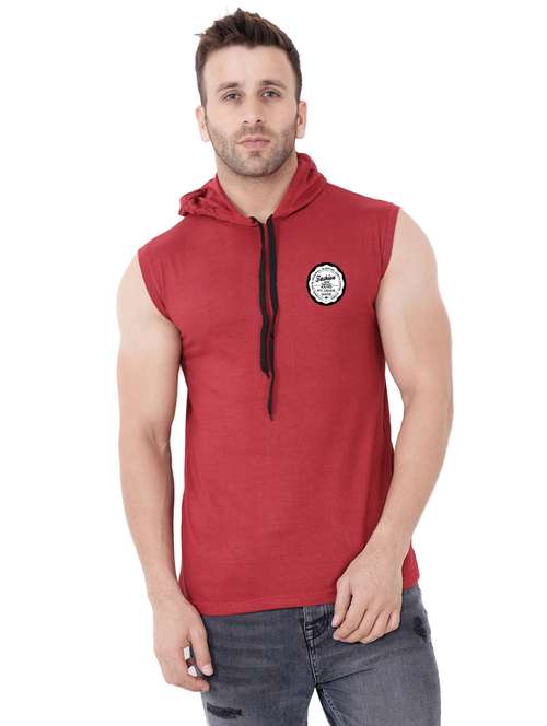 men logo print sleeveless hooded t-shirt - 20345056 - Standard Image - 0