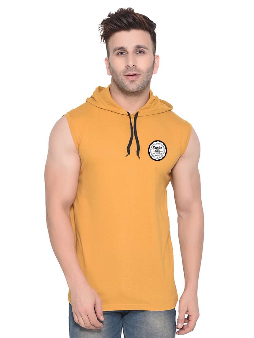 men logo print sleeveless hooded t-shirt