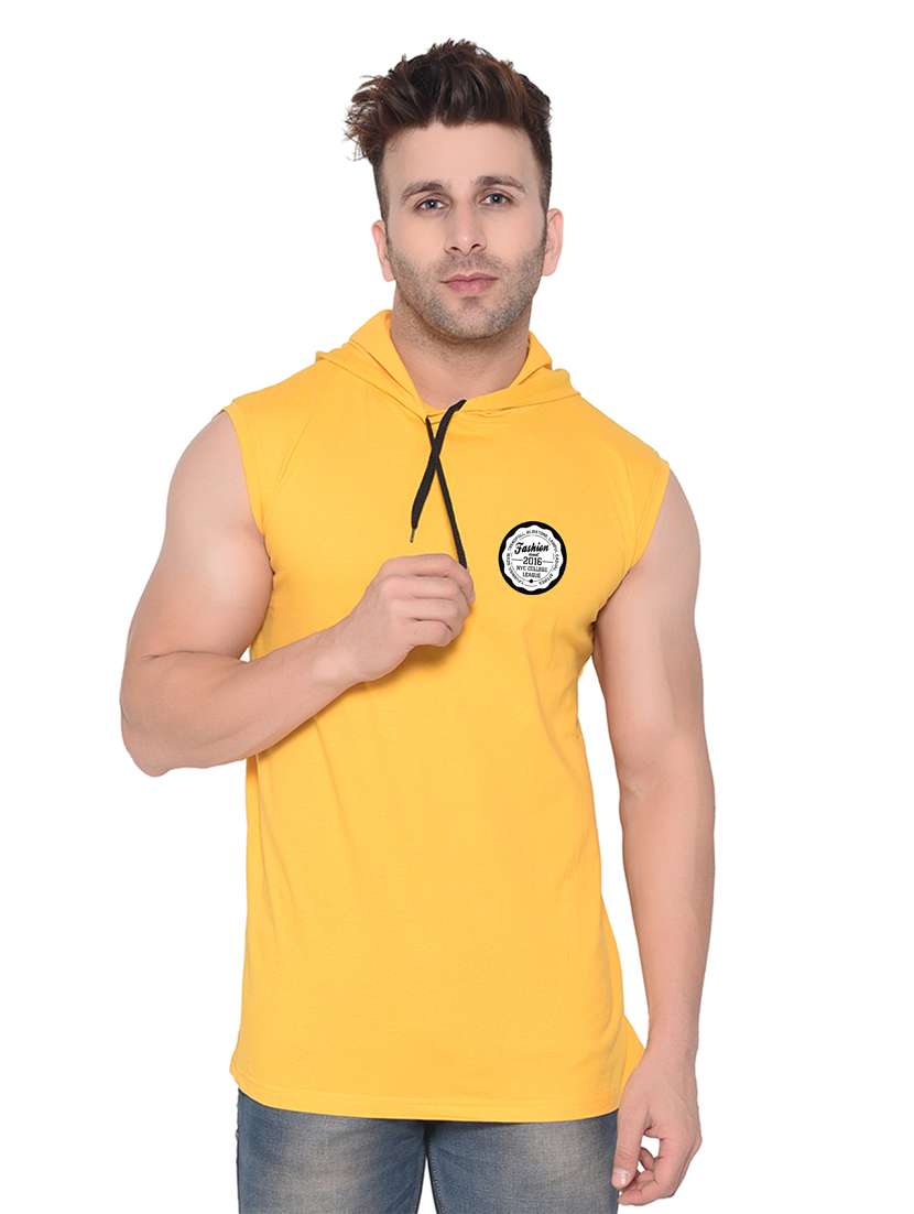 men logo print sleeveless hooded t-shirt