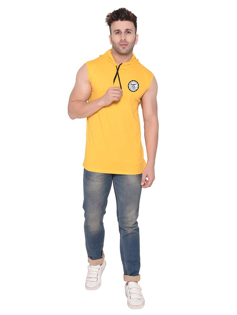 men logo print sleeveless hooded t-shirt - 20345061 -  Standard Image - 3
