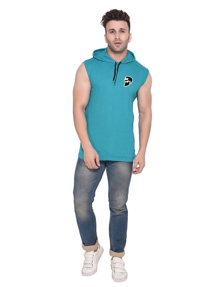 men chest print sleeveless hooded t-shirt - 20345067 - Standard Image - 3