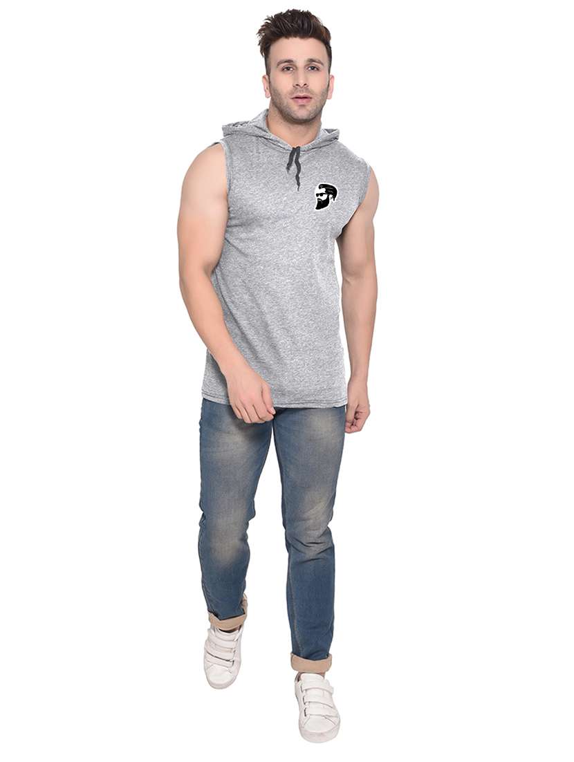 men hooded plain t-shirt - 20345074 - Standard Image - 3