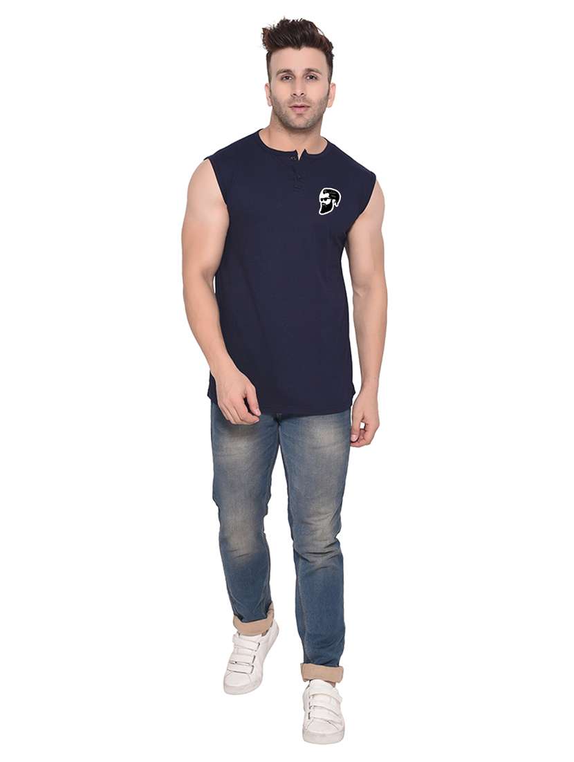 round neck solid sleeveless regular t-shirt - 20345101 -  Standard Image - 3