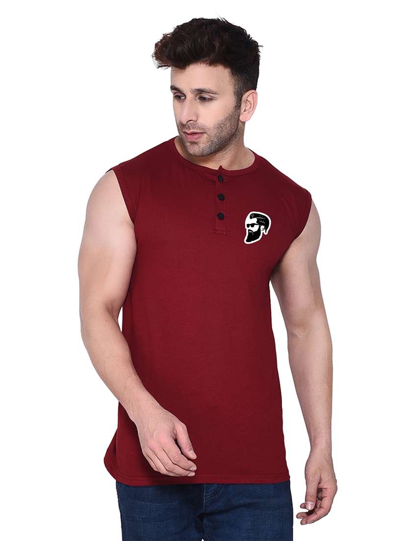 round neck solid sleeveless regular t-shirt