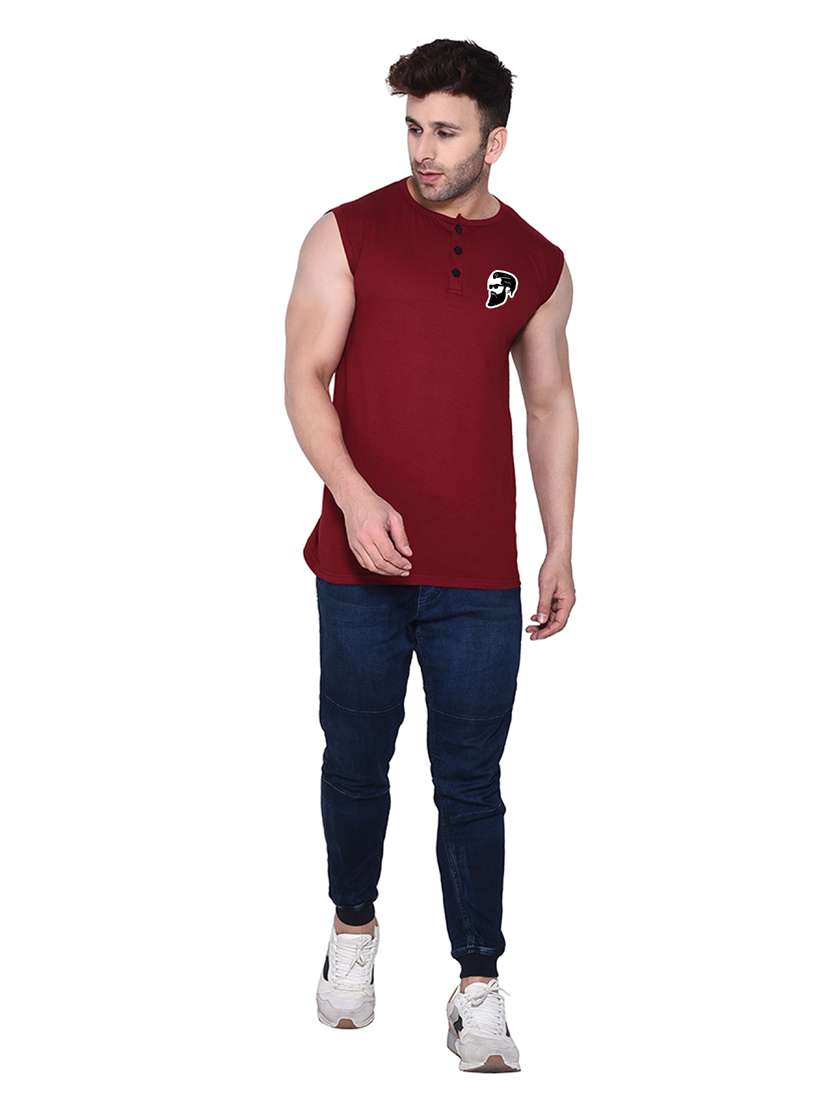 round neck solid sleeveless regular t-shirt - 20345107 - Standard Image - 3