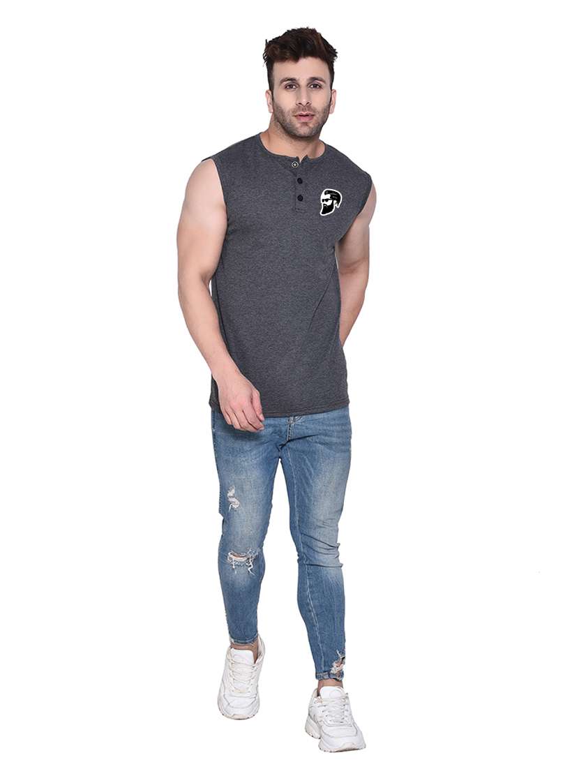round neck solid sleeveless regular t-shirt - 20345108 - Standard Image - 3