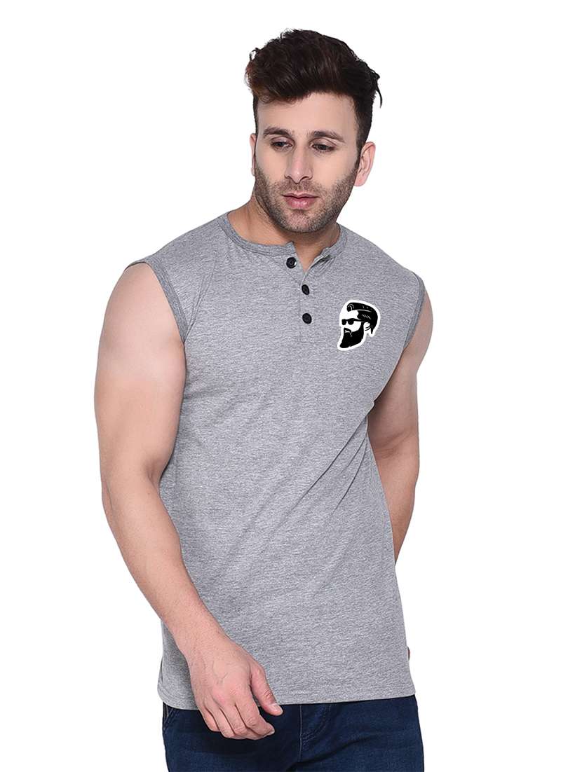 round neck solid sleeveless regular t-shirt