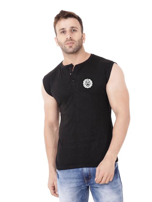 round neck solid sleeveless regular t-shirt - 20345110 - Standard Image - 0