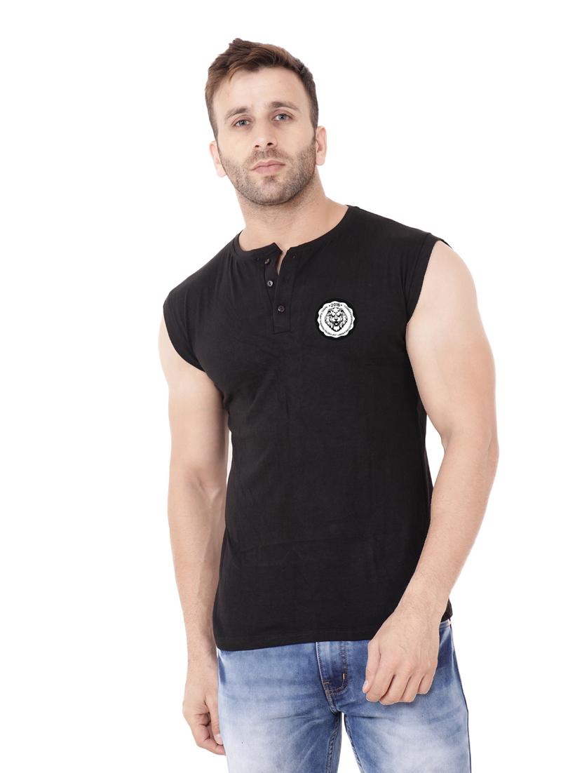 round neck solid sleeveless regular t-shirt - 20345110 - Zoom Image - 0