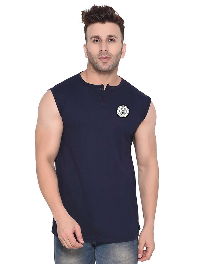 men henley neck plain t-shirt