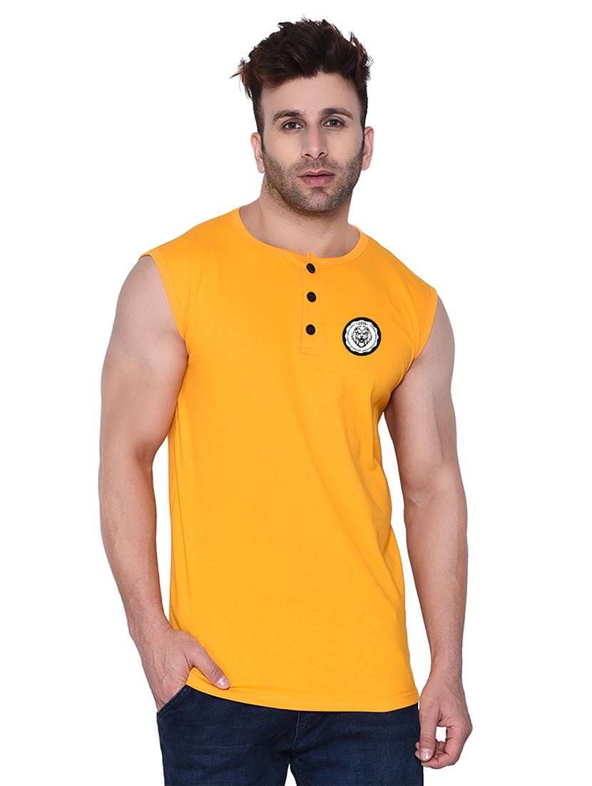 round neck solid sleeveless regular t-shirt - 20345112 -  Zoom Image - 0