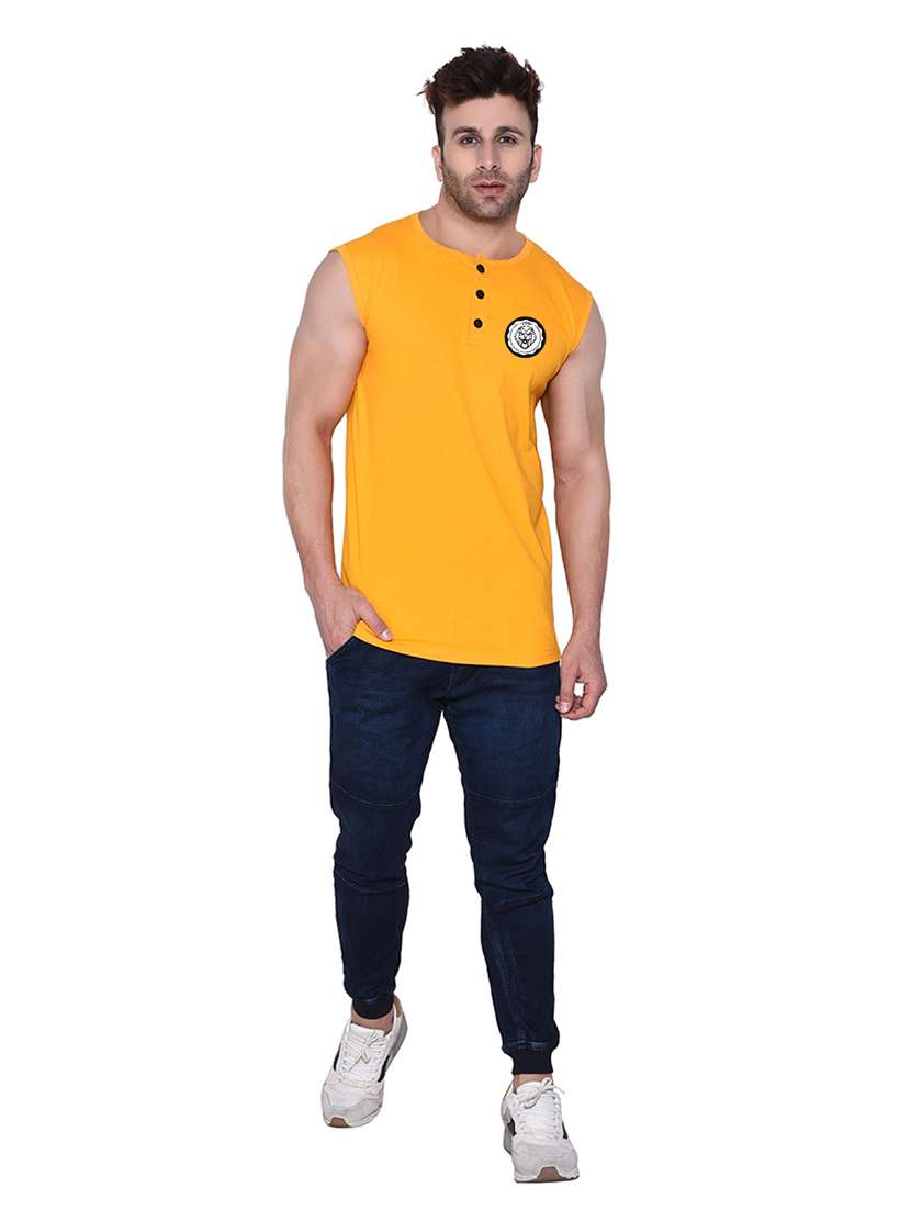 round neck solid sleeveless regular t-shirt - 20345112 - Standard Image - 3