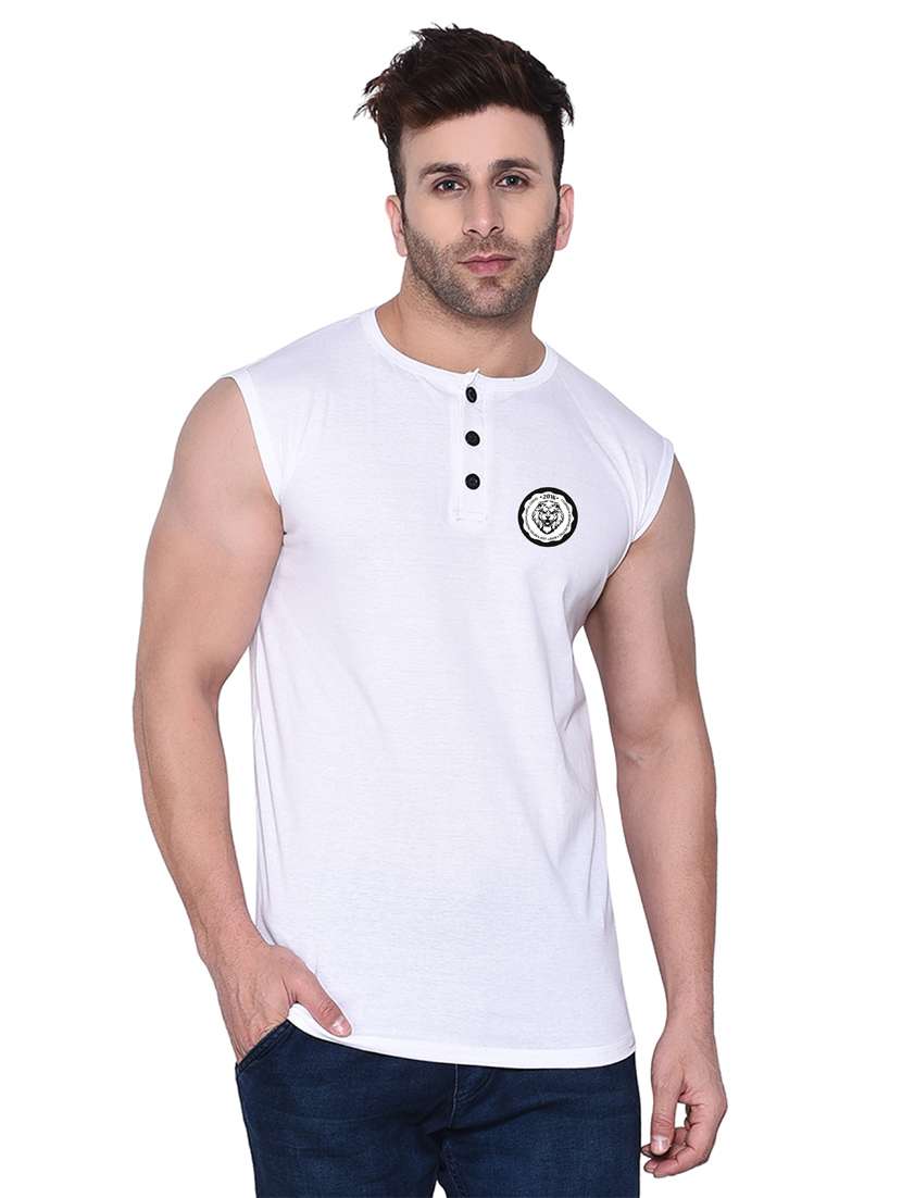 round neck solid sleeveless regular t-shirt