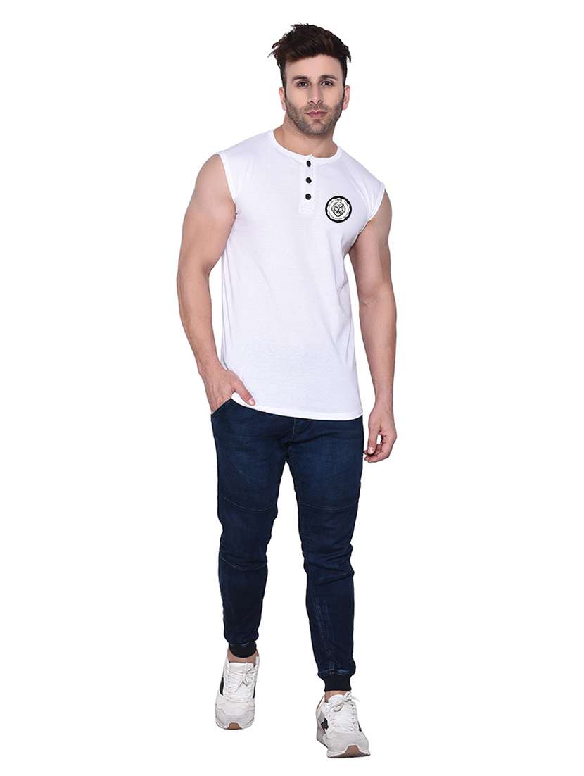 round neck solid sleeveless regular t-shirt - 20345114 -  Standard Image - 3