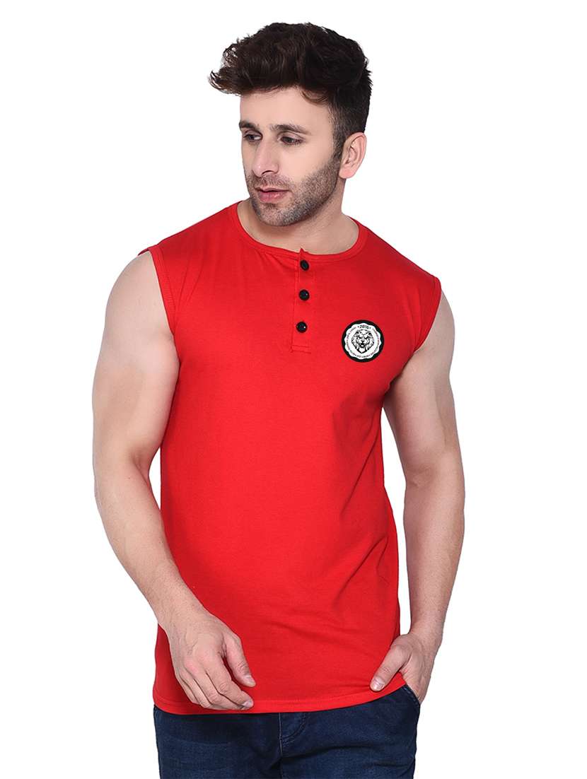 men round neck solid sleeveless t-shirt