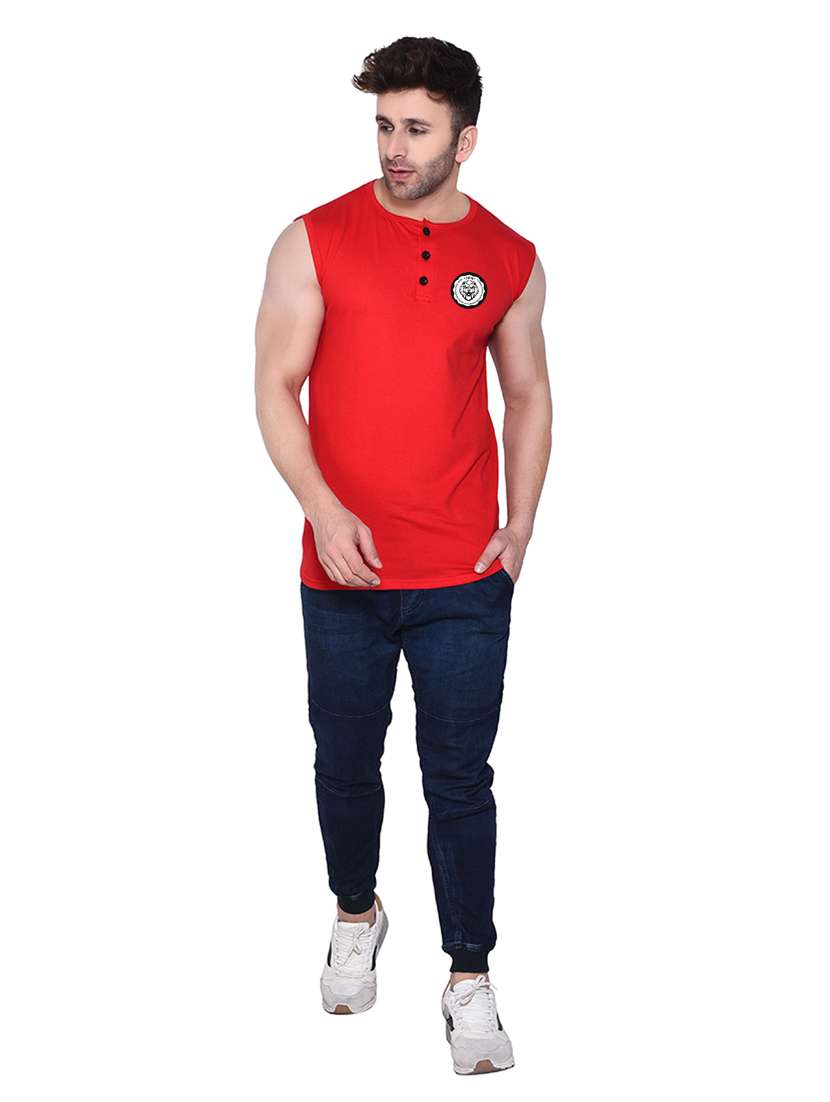 men round neck solid sleeveless t-shirt - 20345115 -  Standard Image - 3