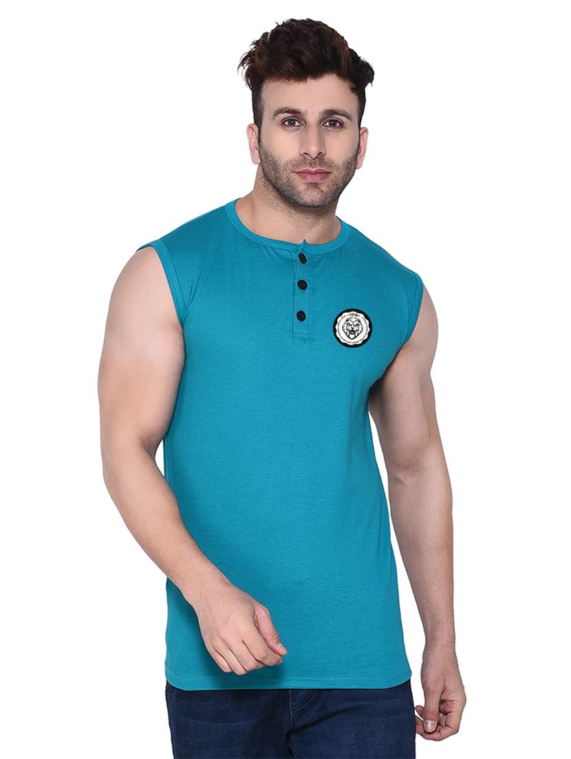 round neck solid sleeveless regular t-shirt - 20345116 - Zoom Image - 0