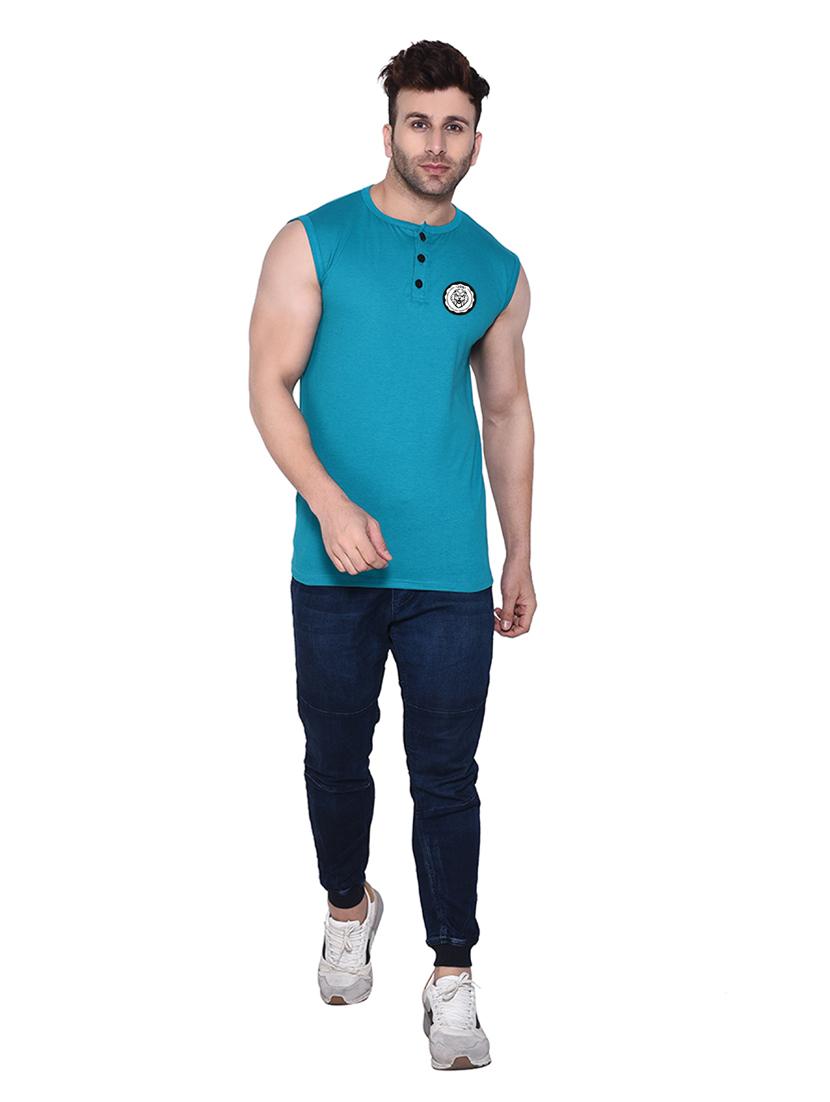 round neck solid sleeveless regular t-shirt - 20345116 - Standard Image - 3
