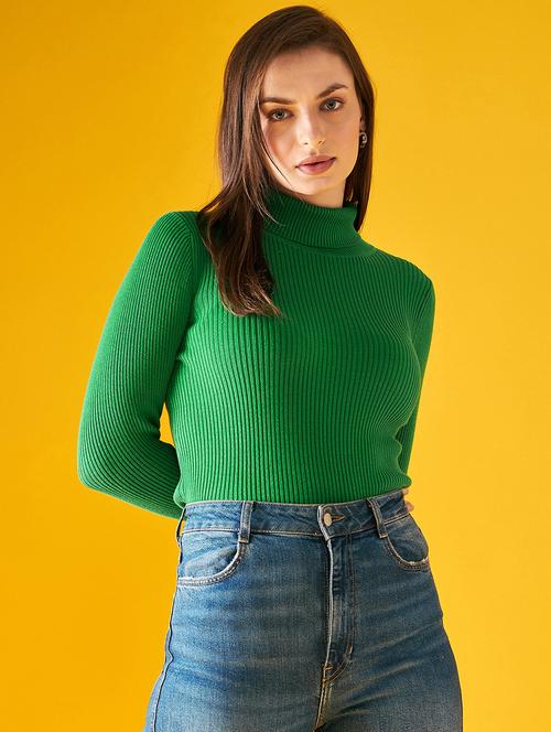 women self design turtle neck pullover - 20345180 - Standard Image - 0