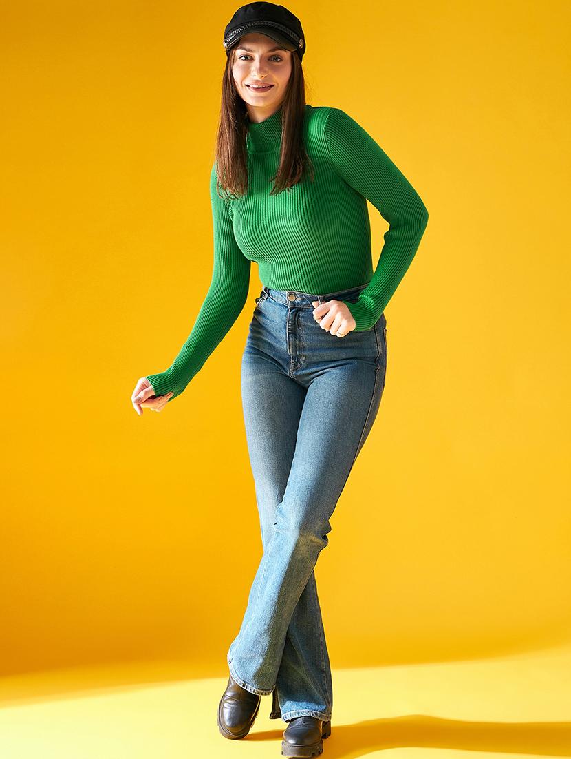 women self design turtle neck pullover - 20345180 - Standard Image - 3