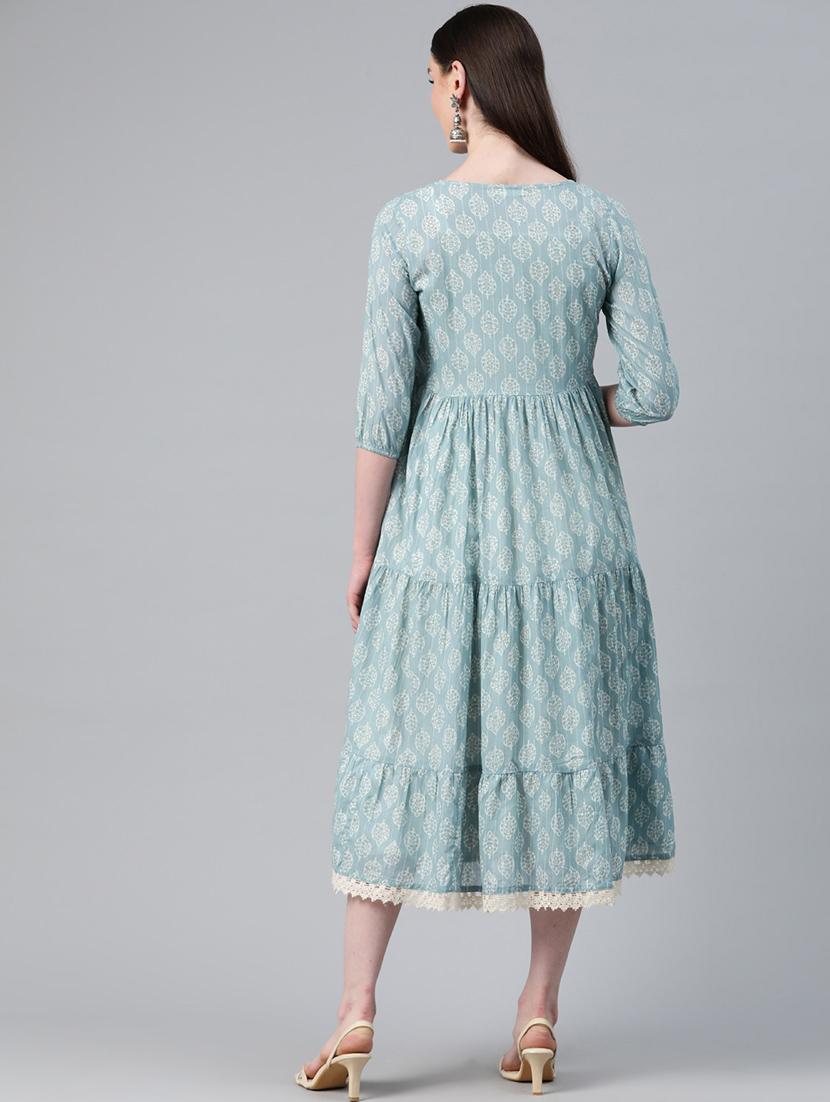 light blue & white layered ethnic dress - 20345312 - Standard Image - 3