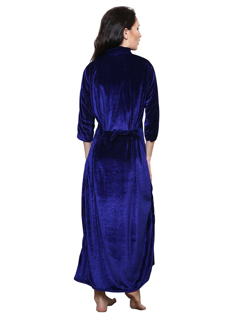 navy blue embroidered nighty - 20345368 -  Standard Image - 3